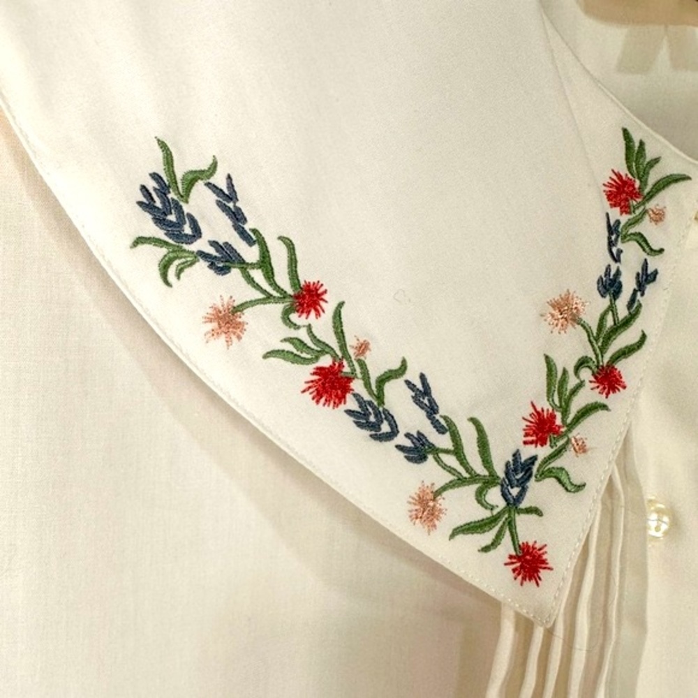 Allison Smith vintage embroider collar white button down blouse size 12 - Picture 6 of 12
